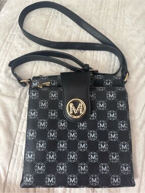 Milan Black Crossbody Bag with Gold Accent
